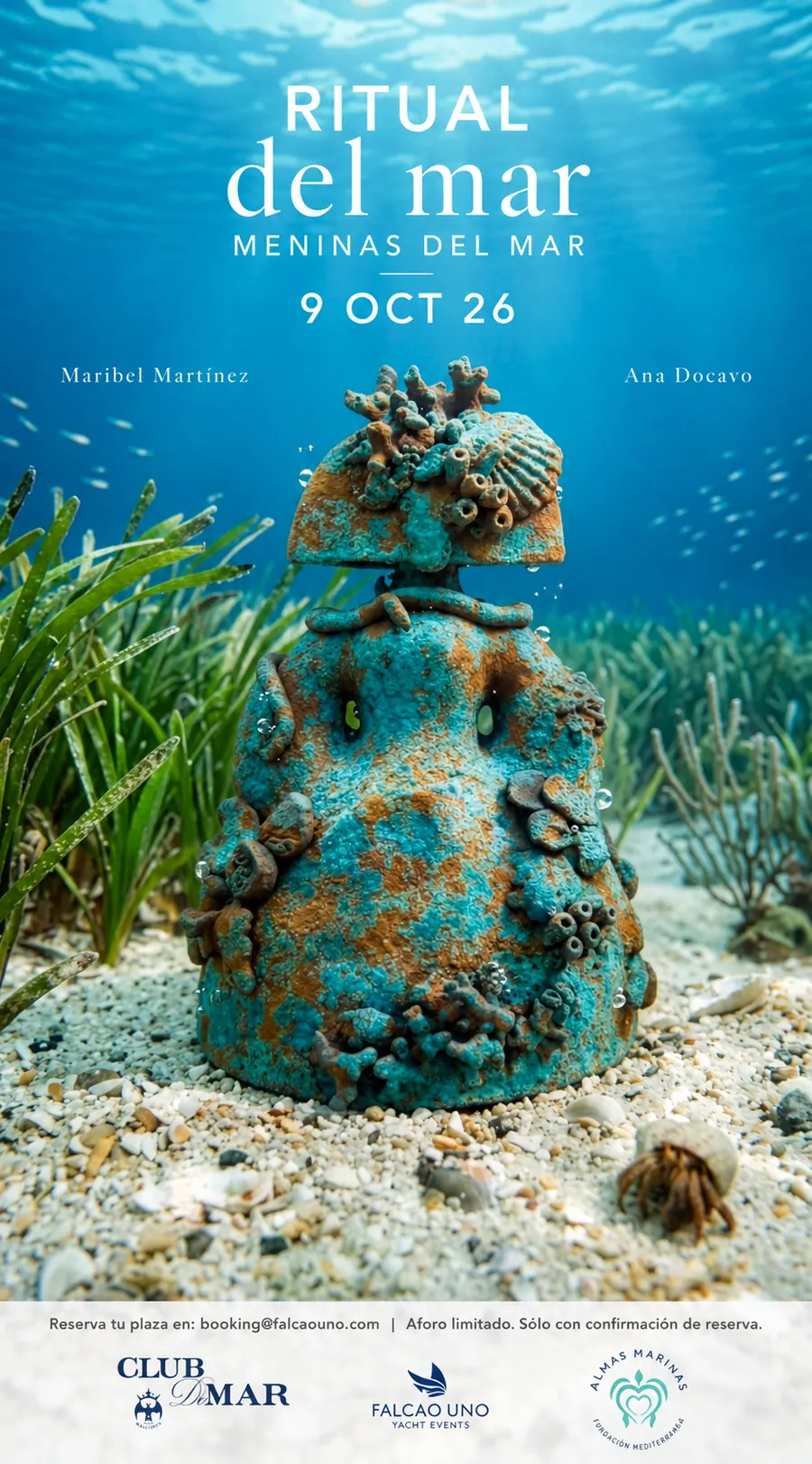 Cartel del Ritual del Mar: una Menina abisal sobre la arena del fondo marino, entre posidonia. 9 de octubre de 2026